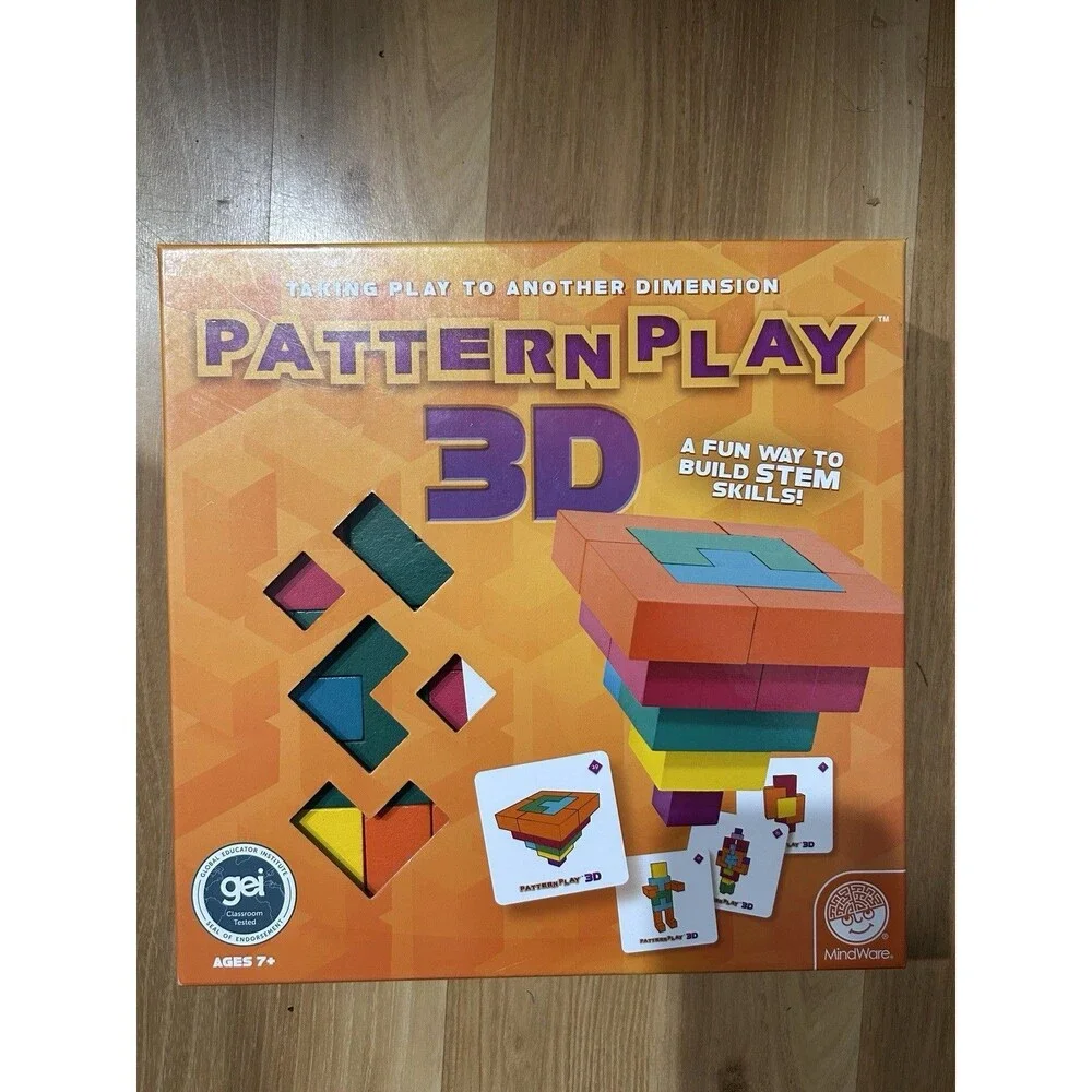 Mindware 3D Wood Brain Puzzle Pattern Play Build Stem Skills Educational Toy